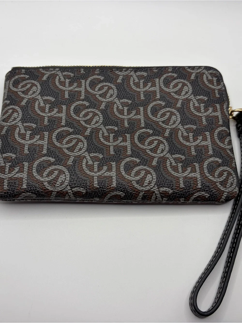 Coach Brown & Black Signature Wristlet Clutch